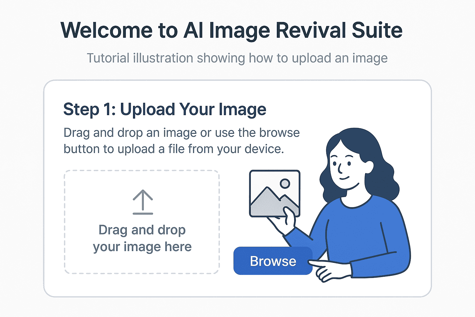 Tutorial illustration showing how to upload an image